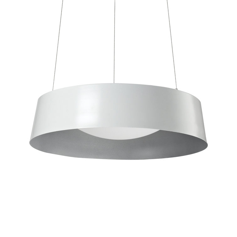 Sampson Opal Dome LED Drum Pendant - White/Silver Finish