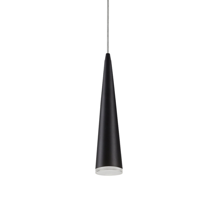 Sleek Conical 12" LED Pendant in Black with Brushed Nickel Accents
