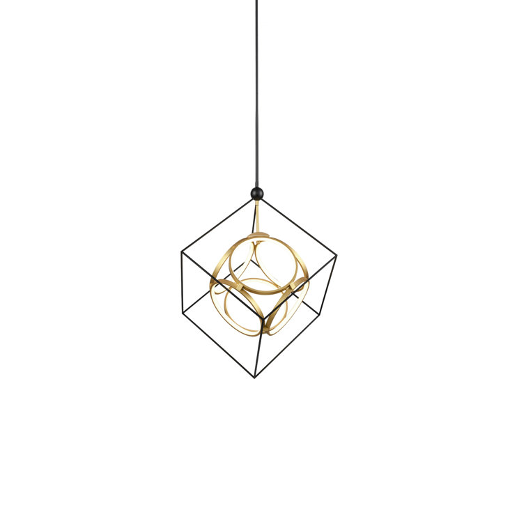 Monza 25.63" Brass Square LED Chandelier with Opal Diffusers