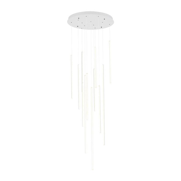 Polished Nickel 12-Light LED Cluster Pendant in White