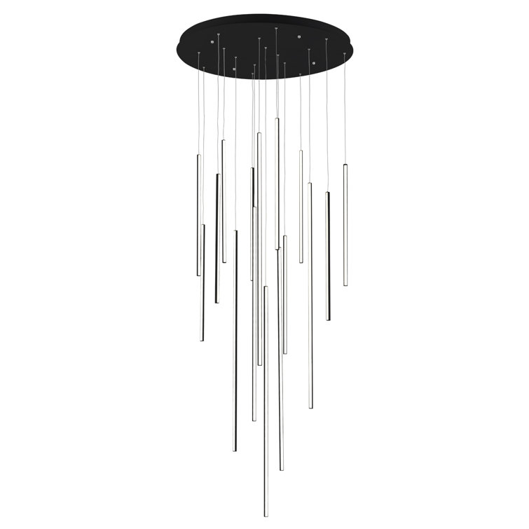 Black Aluminum 16-Light LED Cluster Pendant