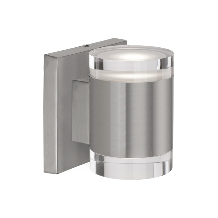 Norfolk Brushed Nickel LED Cylinder Sconce, Dimmable, 4.75"