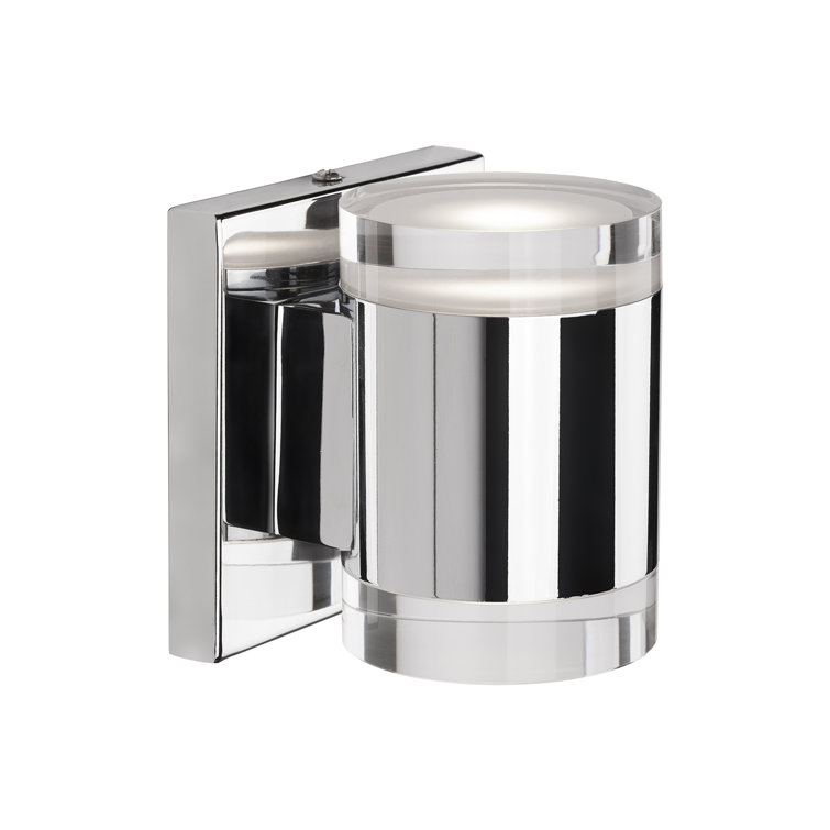 Norfolk Chrome Cylinder LED Wall Sconce with Crystal Accents