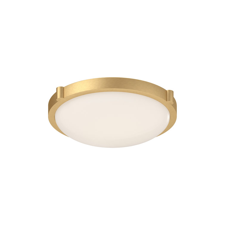 Floyd 11'' Brushed Nickel & Brass LED Flush Mount with White Glass