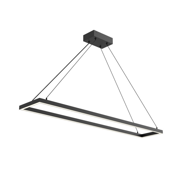 Sleek Black Aluminum LED Rectangular Pendant Light, 47.25 in