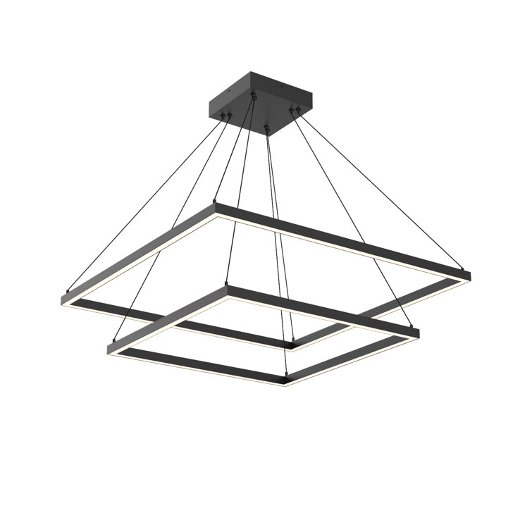 Piazza Black LED Geometric Chandelier 31.5" with Dual Light Emission