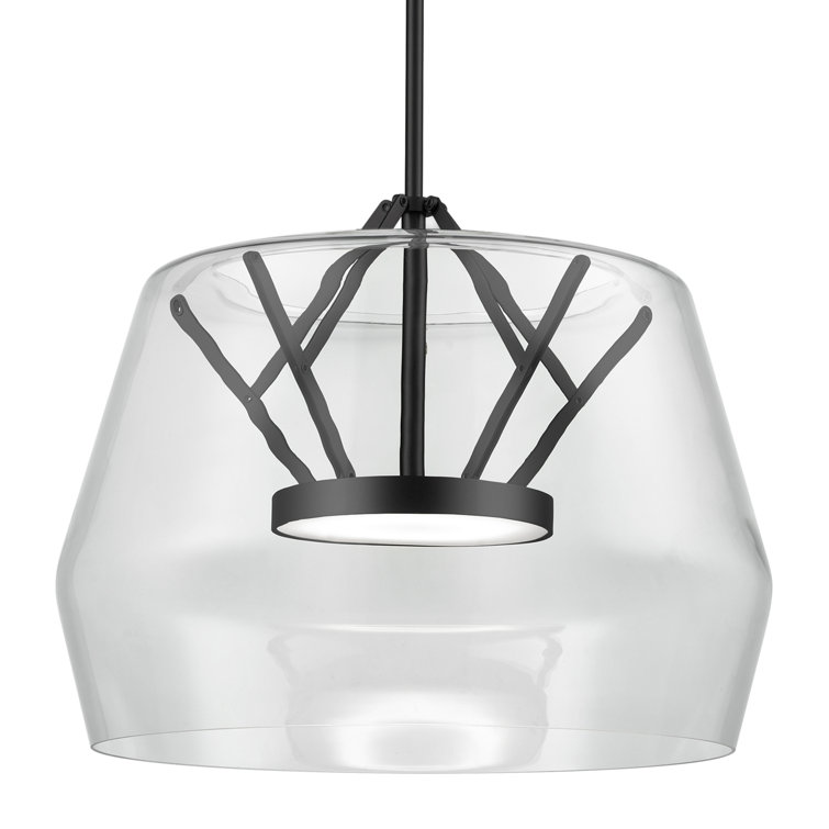 Deco Brushed Gold LED Pendant with Geometric Glass Shade