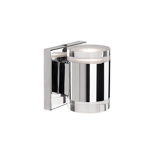 Norfolk Chrome Cylinder LED Wall Sconce with Crystal Accents