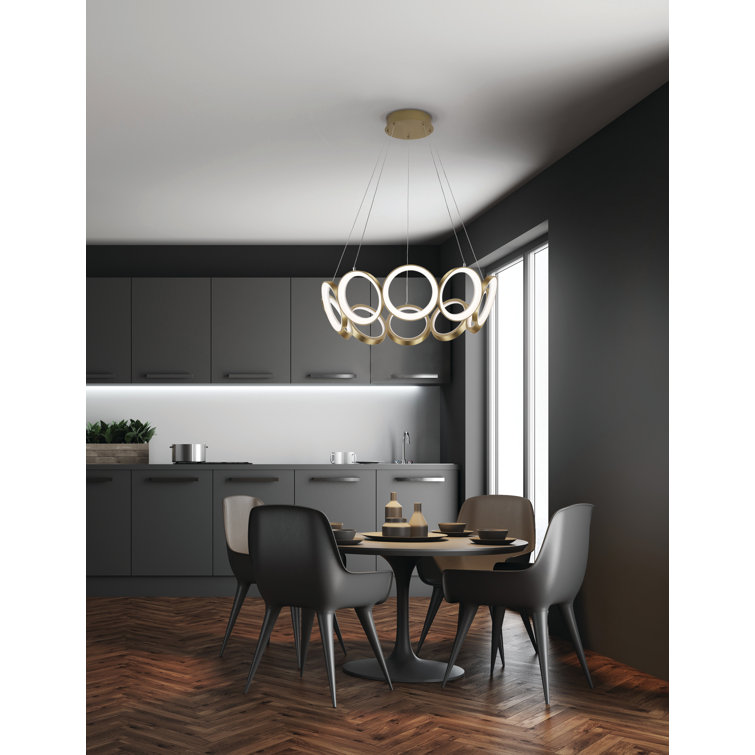Oros Antique Brass 10-Light LED Chandelier with Crystal Accents
