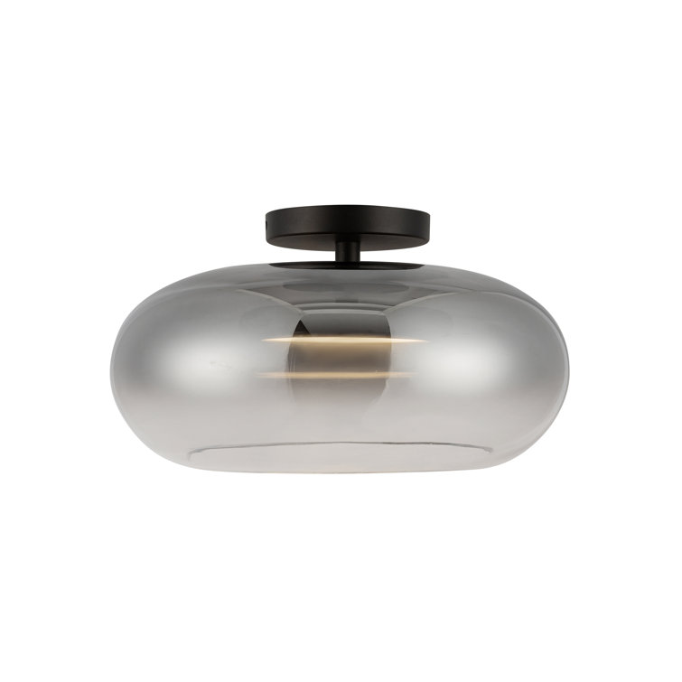 Trinity Black and Smoked Glass LED Semi-Flush Mount Light