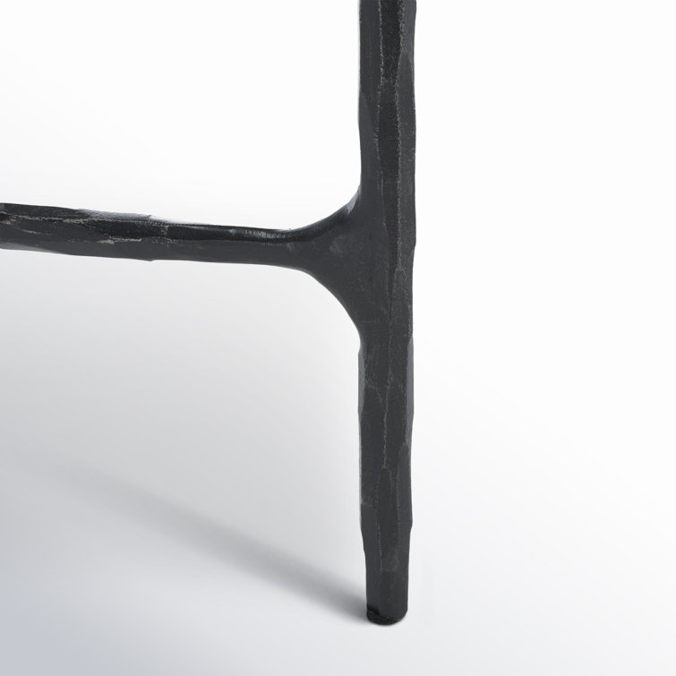 Black Metal Rectangular Coffee Table with Clear Glass Top