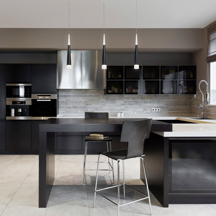 Black and White Glass LED Pendant Light
