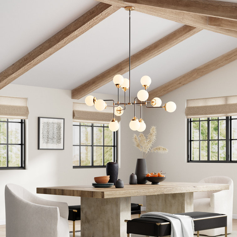Satin Bronze and Black 12-Light Sputnik Chandelier