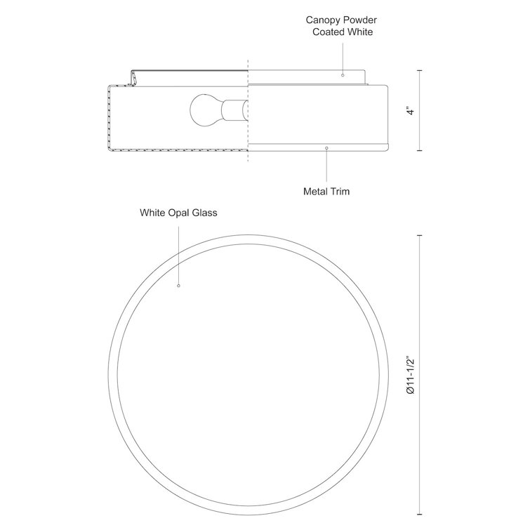 Charlie 11.5" Brushed Nickel Drum Flush Mount with White Opal Glass