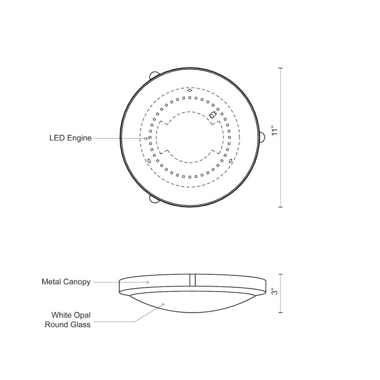 Floyd 11'' Brushed Nickel & Brass LED Flush Mount with White Glass