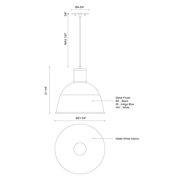 Irving 21" Matte Black Aluminum Dome Pendant