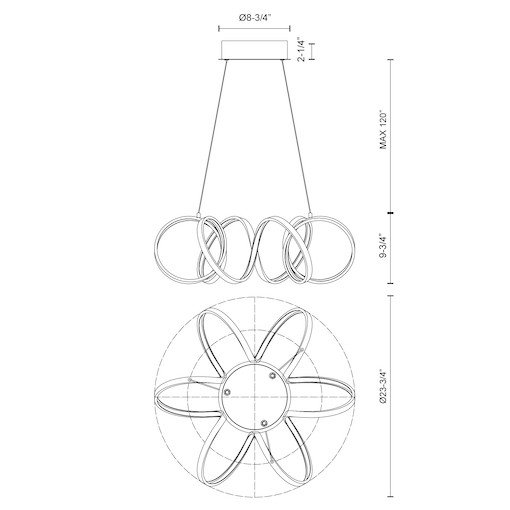 Synergy 23.75'' Black LED Unique Statement Pendant