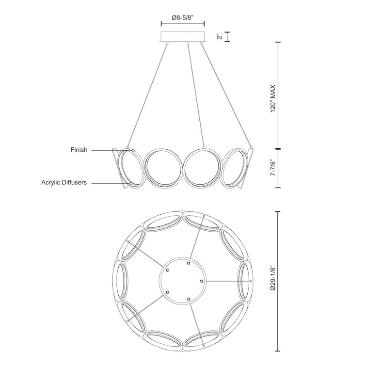 Oros Antique Brass 10-Light Dimmable LED Chandelier