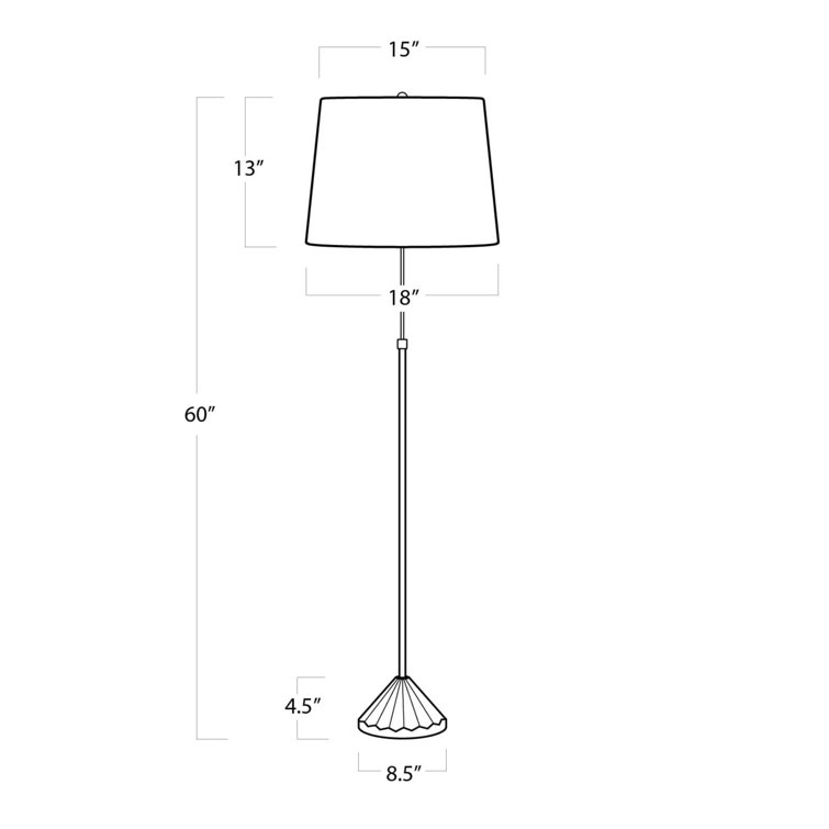 Parasol 60'' Gold Leaf and Black Aluminum Floor Lamp with Linen Shade