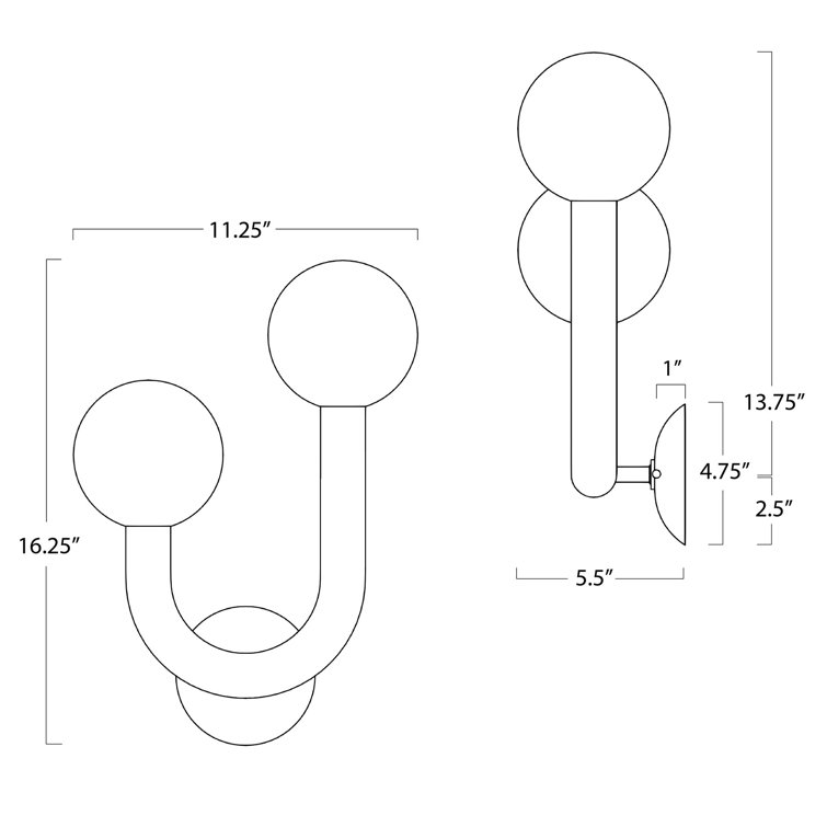Charming Modern Playful 2-Light Brass Wall Sconce