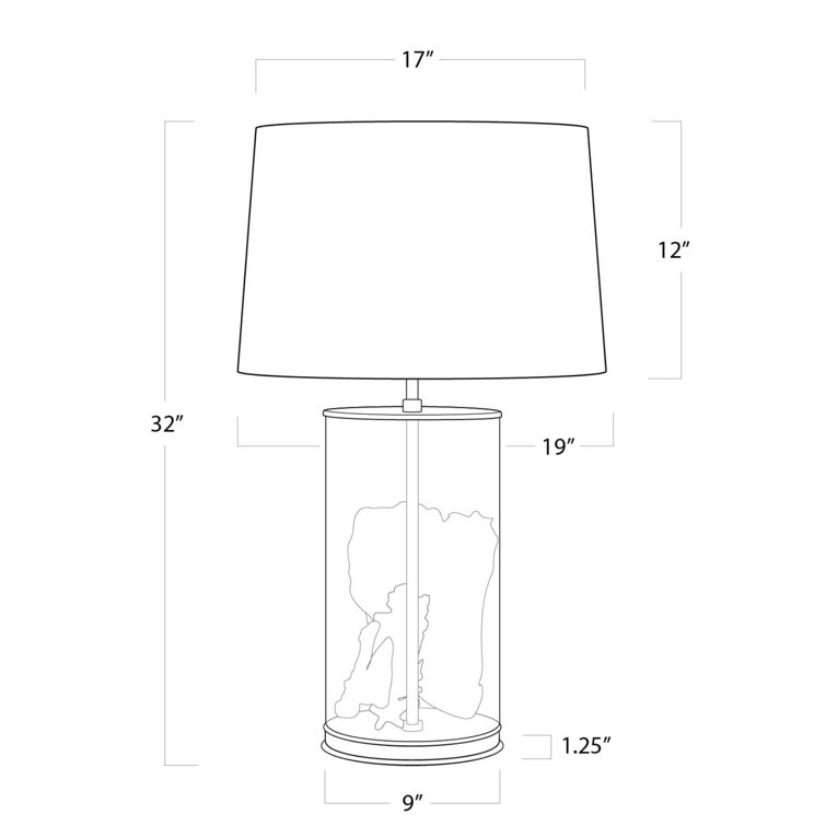 Magelian 32" Glass Table Lamp with Polished Nickel Accents and Linen Shade
