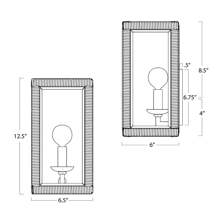 Natural Wicker and Glass Dimmable Sconce