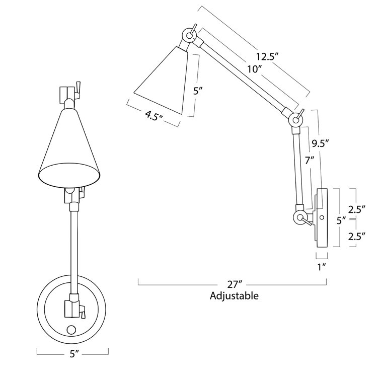 Polished Nickel Adjustable Arm LED Wall Sconce
