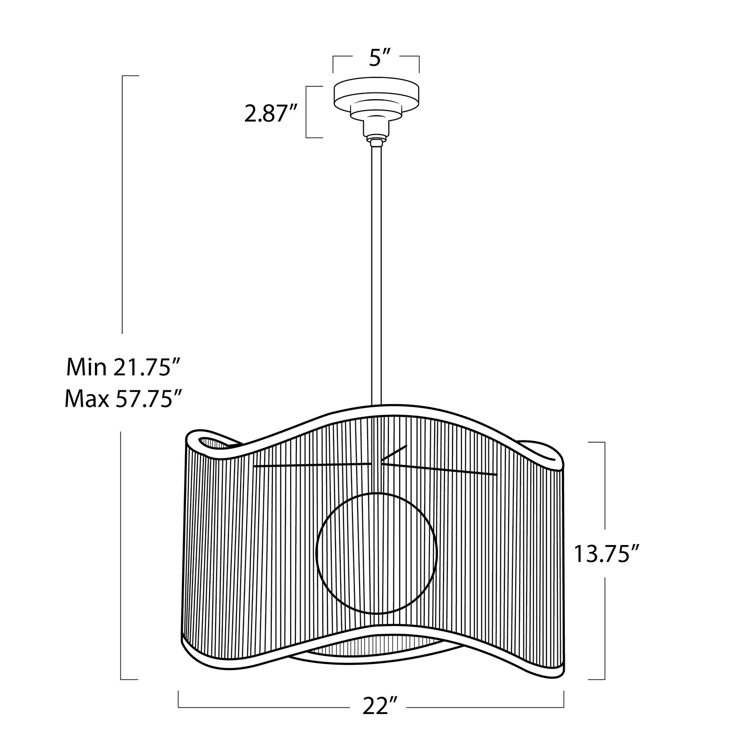 Natural Glass Drum LED Pendant Light with Clear Cord