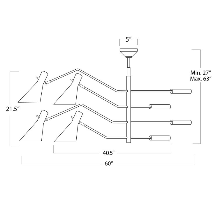 Spyder White and Gold Adjustable Steel 4-Light Chandelier