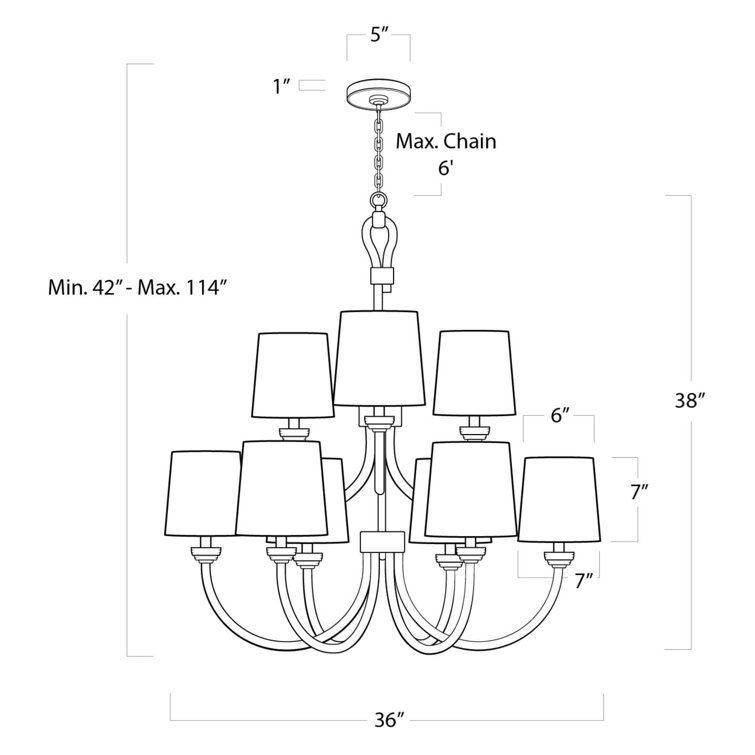 Natural Elegance 9-Light Polished Brass Chandelier with Linen Shade