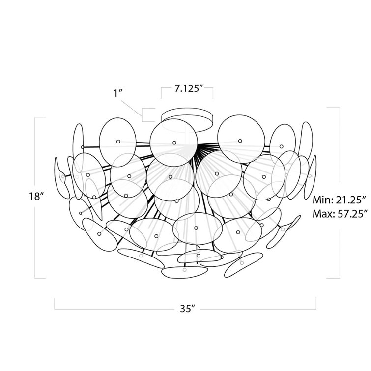 Natural Brass and Clear Glass Bowl Semi Flush Mount Light