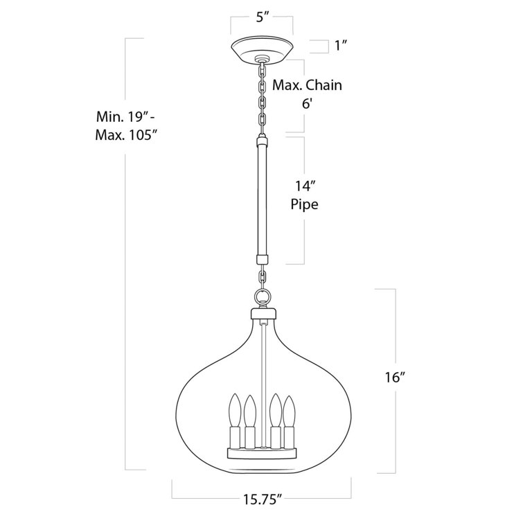 Elegant Dover 15.75" Glass Pendant in Natural Brass