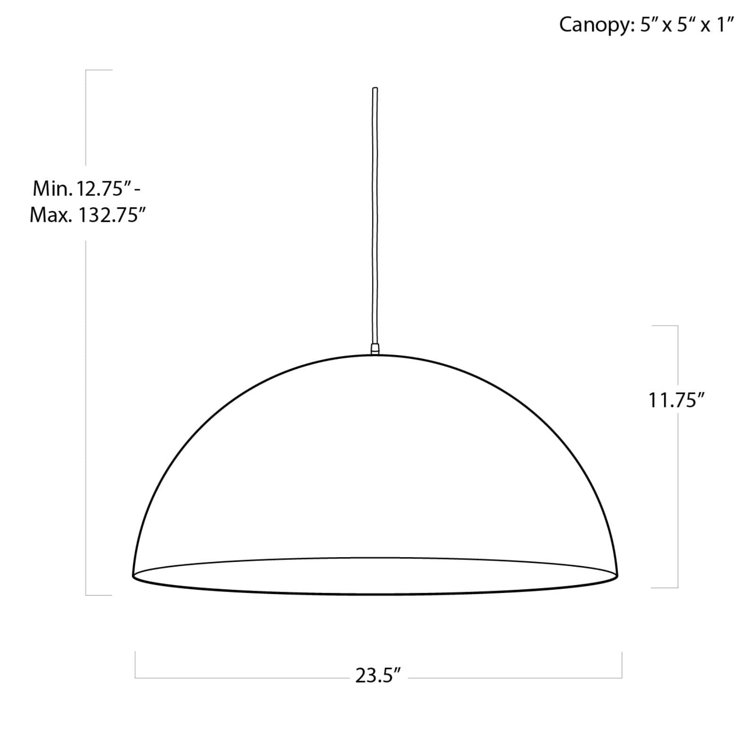 Large White and Gold Bowl Pendant Light