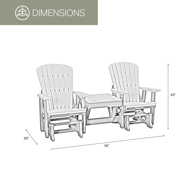 Light Gray and Black HDPE Double Glider with Center Table