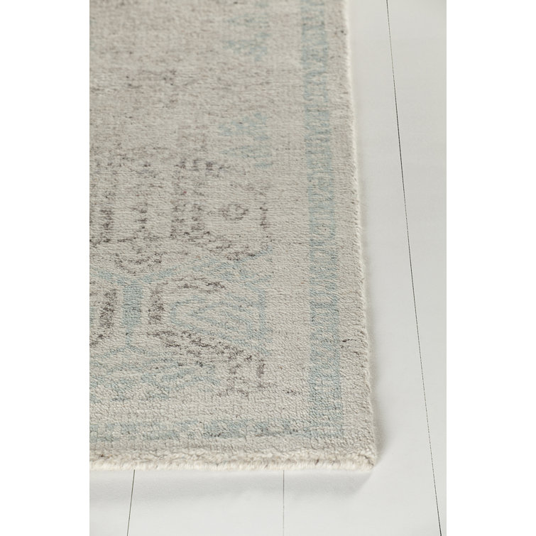 Hand-Knotted Blue Wool 5' x 7' Rectangular Rug