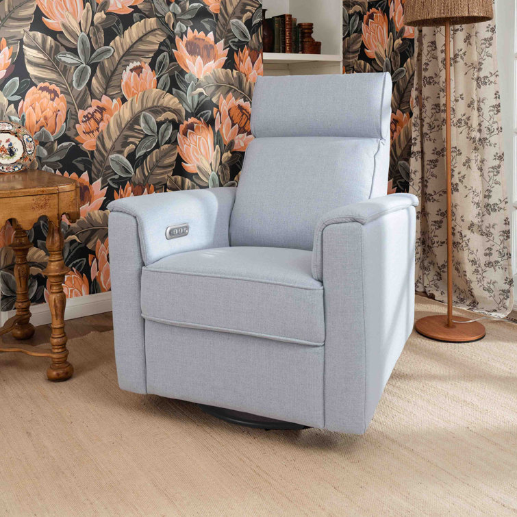 Chambray Eco-Twill Power Recliner with Swivel and Glider