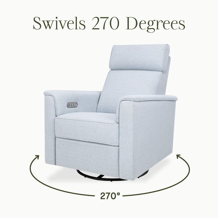 Chambray Eco-Twill Power Recliner with Swivel and Glider