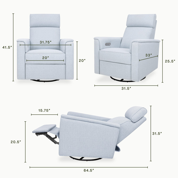 Chambray Eco-Twill Power Recliner with Swivel and Glider