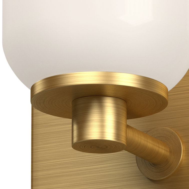 Brushed Gold Direct Wired Electric Wall Sconce with Opal Glass Shade
