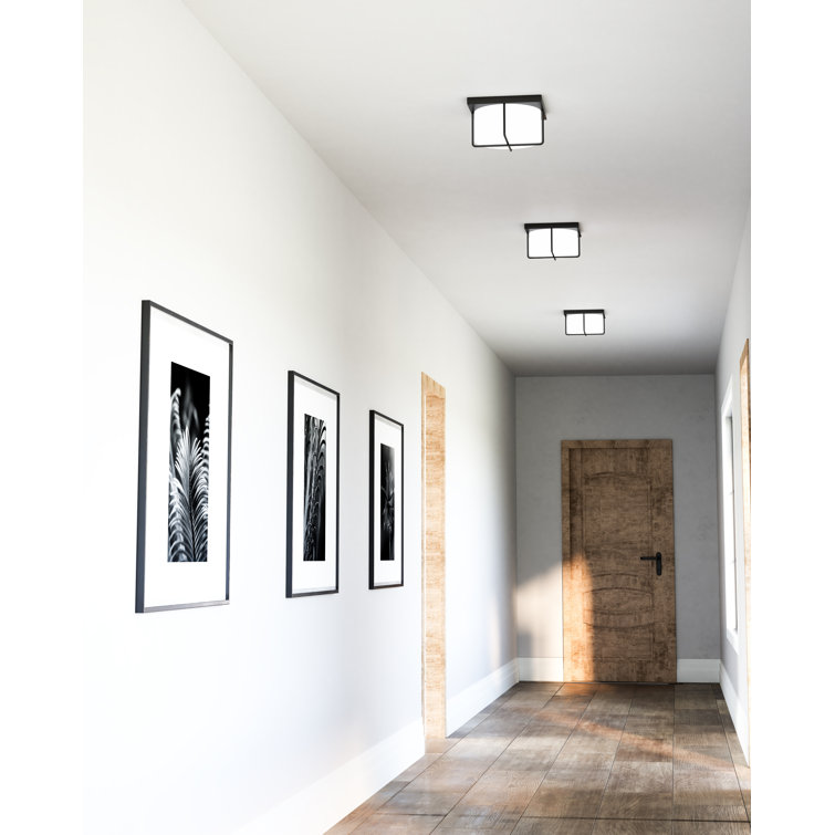 Black and Opal Glass LED Flush Mount Light