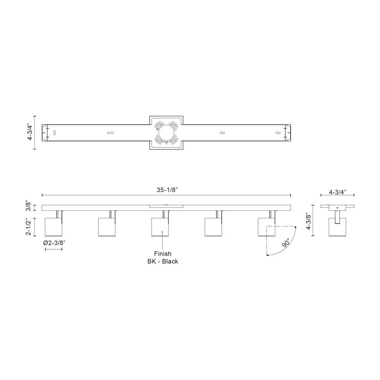Arnold Black 50W LED 5-Head Adjustable Track Light