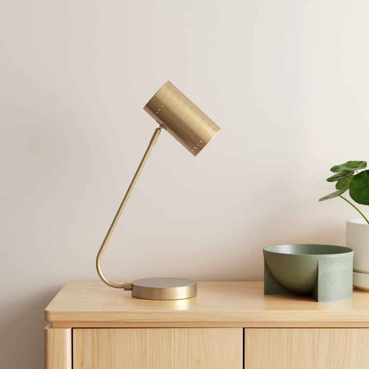 Adjustable Mid-Century 22.5" Crane Table Lamp in Black and Gold