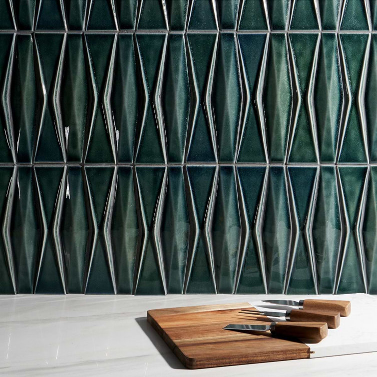 Deep Emerald Glossy Ceramic Mosaic Tile for Walls