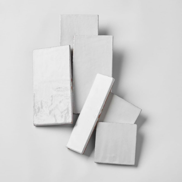 Orion White Glossy Ceramic Subway Wall Tile 2" x 8"