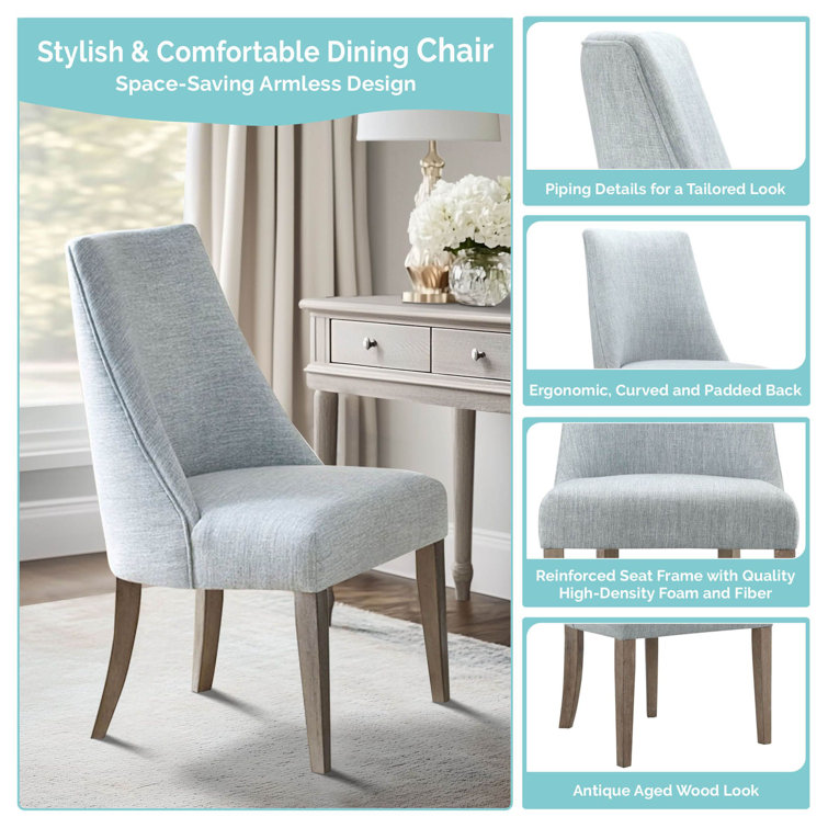 Light Grey Upholstered High Back Dining Side Chair Set