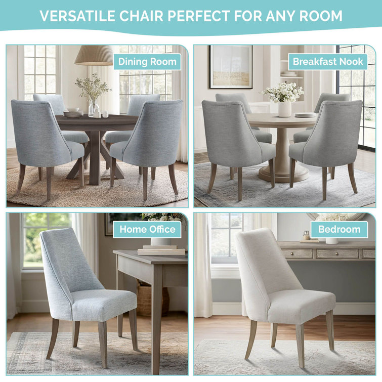 Light Grey Upholstered High Back Dining Side Chair Set