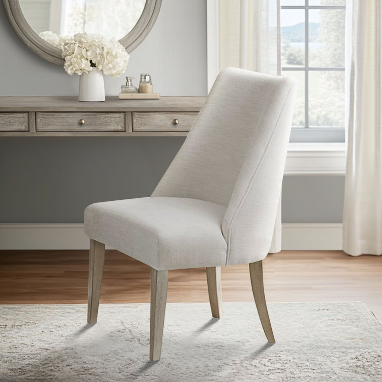 Ivory Upholstered High Back Parsons Dining Chairs Set of 2