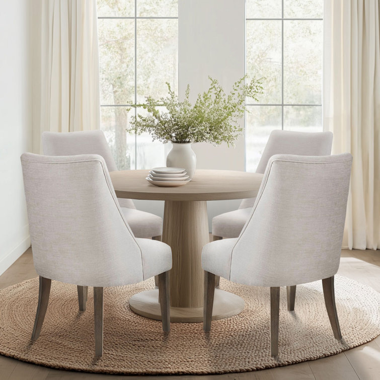 Ivory Upholstered High Back Parsons Dining Chairs Set of 2