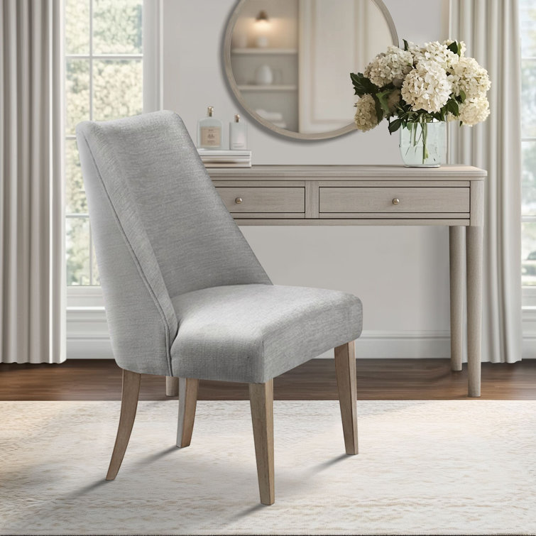 Light Grey Upholstered High Back Dining Side Chair Set