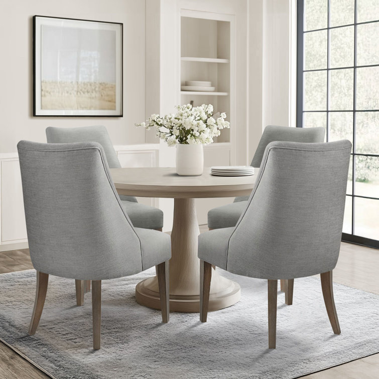 Light Grey Upholstered High Back Dining Side Chair Set